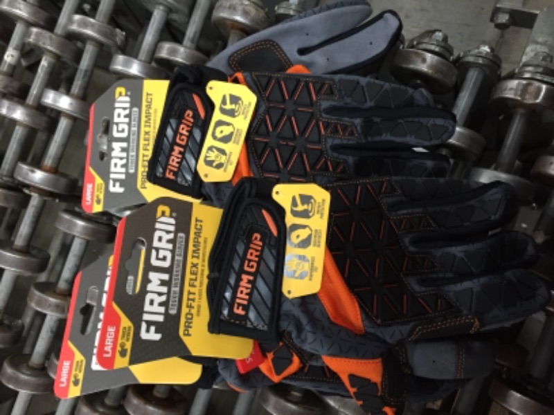 Photo 2 of 3 PACKS OF- Large PRO-Fit Flex Impact Gloves-SOLD AS IS, NO RETURNS
