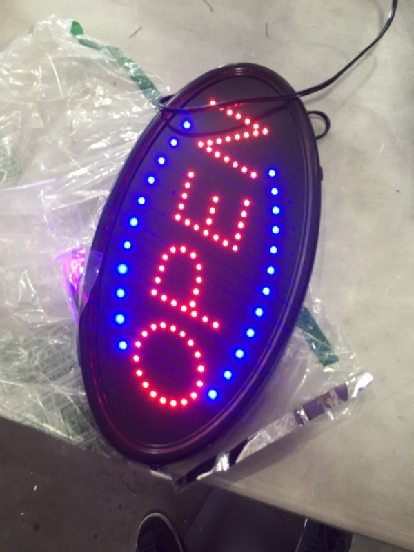 Photo 2 of LED Open Sign with Remote, 19x10inches Ultra Bright Electric Light Up Signs for Business, Timing Function, 2 Lighting Modes Flashing & Steady, Advertisement Board for Store, Bar, Hotel, Cafe
