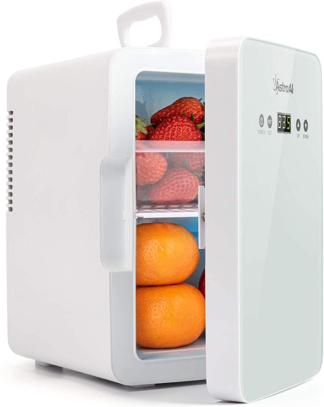 Photo 1 of USED AstroAI Mini Fridge 6 Liter/8 Can Skincare Fridge for Bedroom - Upgraded Temperature Control Panel - AC/DC Thermoelectric Portable Cooler and Warmer for Gift, Skin Care, Foods, ETL Listed (White)
**MISSING POWER CORD**
