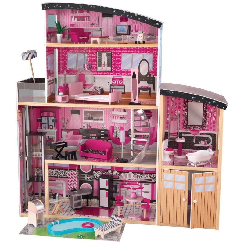 Photo 1 of KidKraft Glamorous Sparkle Mansion Curved Roof Dollhouse & Furniture
**LOOSE MISSING HARDWRE**
