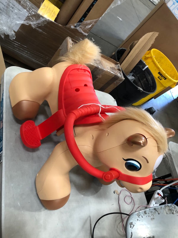 Photo 2 of Kid Trax Rideamals Horse Toddler Electric Ride on Toy, 6 Volt, Kids 1.5-2.5 Years Old, Max Weight 44 Lbs, Palomino, Tan, (KT1617)
**OPENED BOX, NEEDS BATTERIES**