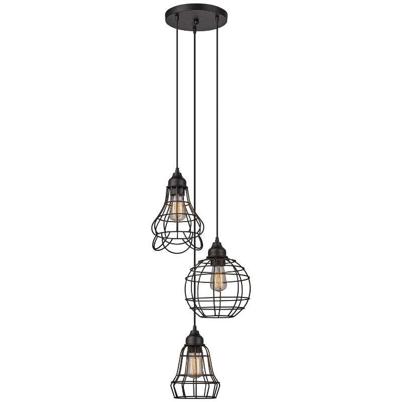 Photo 1 of Globe Electric Jorah 3-Light Oil Rubbed Bronze Cage Cluster Pendant, 65624
**OPENED**
