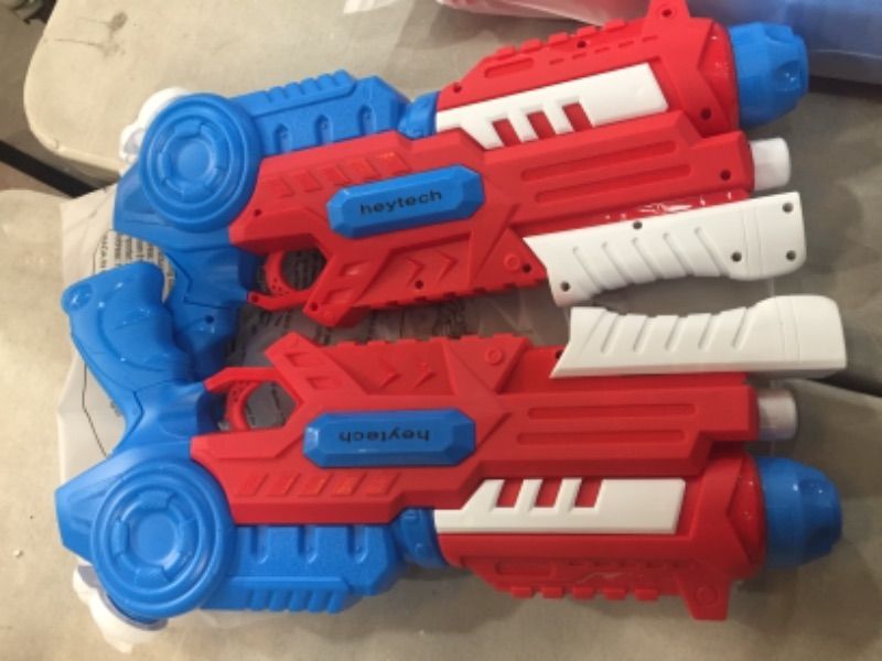 Photo 1 of SET OF 2 heytech 2 Pack Super Water Gun Water Blaster 1200CC High Capacity Water Soaker Blaster Squirt Toy Swimming Pool Beach Sand Water Fighting Toy (Red/Blue)