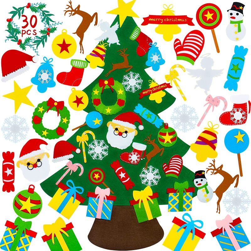 Photo 1 of ** 2 OF - ToyerBee Felt Christmas Tree for Toddlers, 3.5 FT DIY Hanging Felt Tree with 29 Pcs Ornaments for New Year, 
