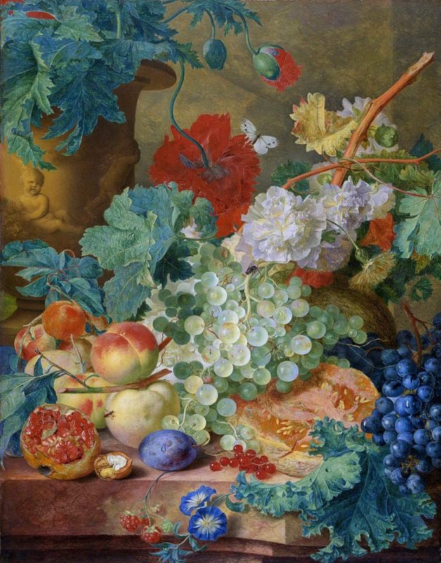 Photo 1 of Huysum Jan Van Still Life with Flowers and Fruits 1 Wooden Jigsaw Puzzle 1000 Piece