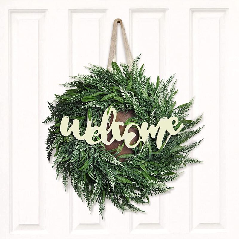 Photo 1 of **3 OF - AELS Welcome Sign for Front Door Decor, Welcome Wreaths Farmhouse Fall Decor,(12 Inch Round)