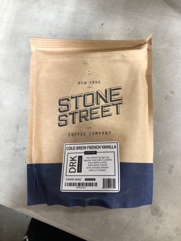 Photo 2 of **NO REFUNDS/RETURNS** **BEST BY 06/23/2022** Stone Street Coffee Cold Brew Flavored Ground, Natural French Vanilla Flavor, Coarse Grind, 1 LB Bag
