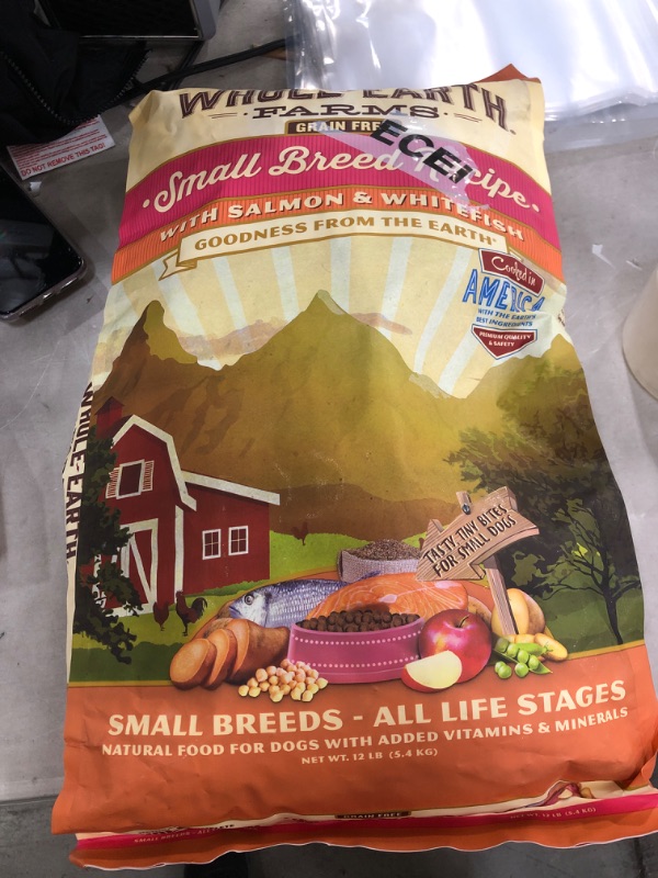 Photo 2 of **BEST BY 11/09/2022** Whole Earth Farms Grain Free Small Breed Recipe with Salmon & Whitefish Dry Dog Food, 12 Lbs.
