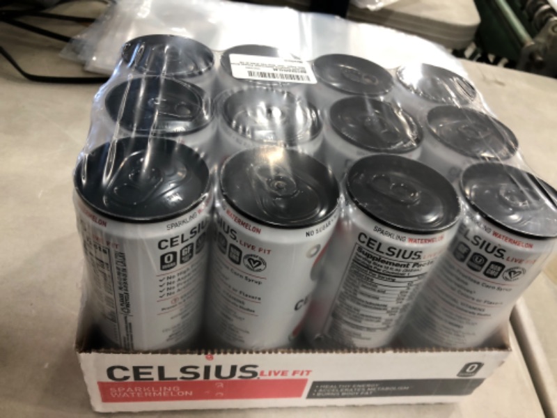 Photo 2 of **BEST BY 06/22** CELSIUS Essential Energy Drink 12 Fl Oz, Sparkling Watermelon (Pack of 12)
