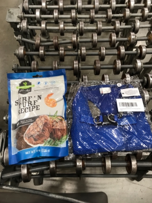 Photo 3 of *treats EXPIRE 04 27 2022* 
Betsy Farms Bistro Surf Turf 8oz & Small Dog Harness Step-in Air Mesh, Soft Vest Harness for Small Dogs, Pet Padded Vest No Pull Harnesses (Large, Blue)

