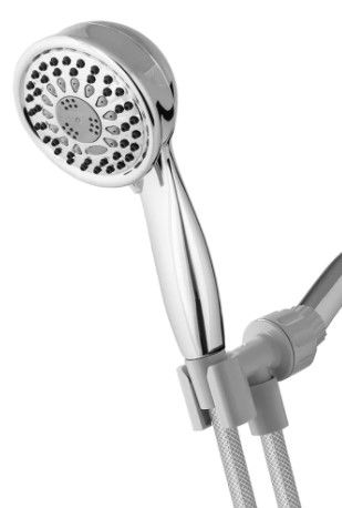 Photo 1 of *previously opened* 
Waterpik 5-Spray 3.5 in. Single Wall Mount 1.8 GPM Handheld Shower Head in Chrome