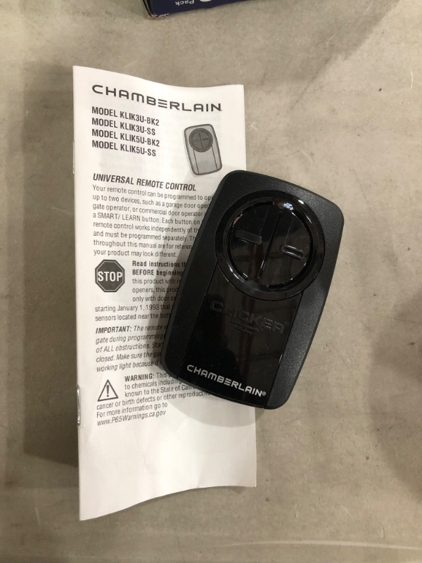 Photo 2 of *MISSING clip*
Universal Clicker Black Garage Door Remote Control