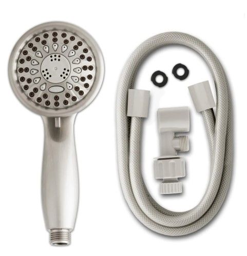 Photo 1 of *USED*
Waterpik 5-Spray 3.5 in. Single Wall Mount 1.8 GPM Handheld Adjustable Shower Head in Brushed Nickel