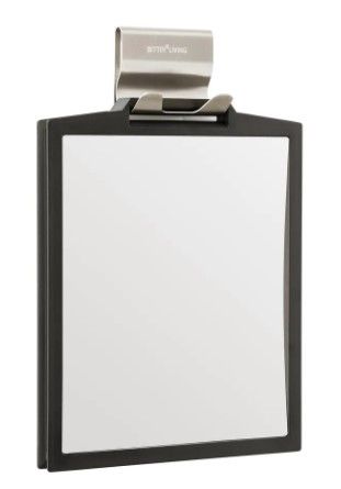 Photo 1 of *MISSING hanging/ clip piece*
Better Living DOPPIO 7.13 in. x 10.5 in. Handheld Double Sided Magnifying Mirror in Black