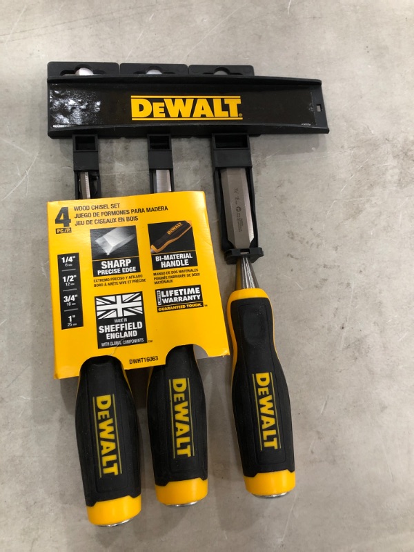 Photo 2 of *MISSING 1 chisel*
DEWALT Wood Chisel Set (4-Piece)