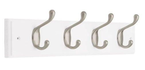 Photo 1 of *minor scratches*
Home Decorators Collection 18 in. White and Satin Nickel Heavy-Duty Hook Rack