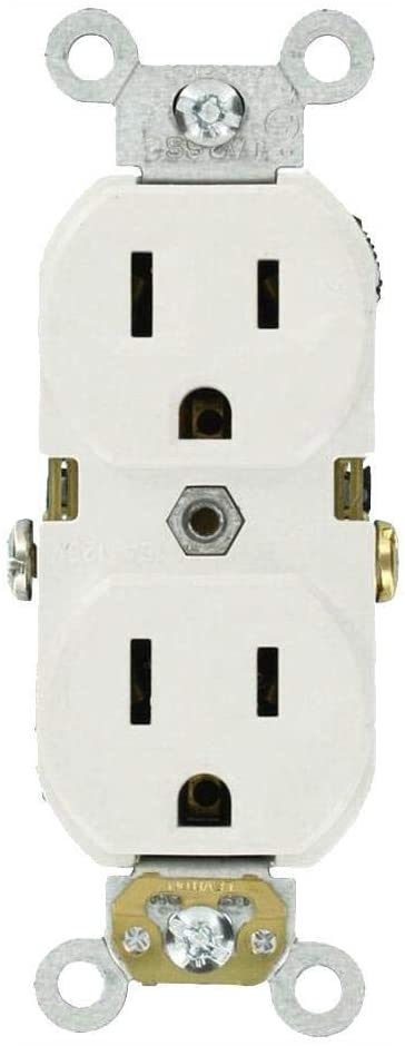 Photo 1 of *MISSING 2 outlets*
Leviton 15 Amp Commercial Grade Duplex Outlet, White (10 Pack)