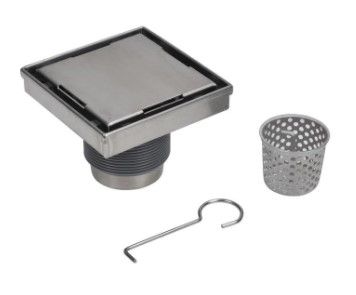 Photo 1 of *MISSING lifting key*
OATEY Designline 4 in. x 4 in. Stainless Steel Square Shower Drain with Tile-In Pattern Drain Cover