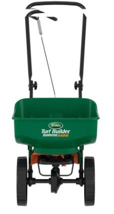 Photo 1 of *USED*
*MISSING screw to hold on handle, SEE last picture*
Scotts Turf Builder Edge Guard Mini, 5,000 sq. ft. Broadcast Spreader for Seed, Fertilizer, and Ice Melt