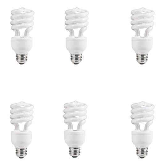 Photo 1 of 100-Watt Equivalent Spiral CFL Light Bulb Daylight (5000K) (6-Pack)
