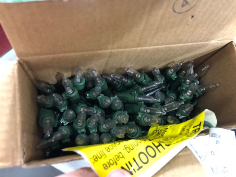 Photo 1 of 29.5 ft. 100-Light Warm White Mini LED Lights on Green Wire
