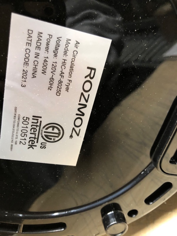 Photo 2 of Rozmoz Air Circulation Fryer HIC-AF-8025D