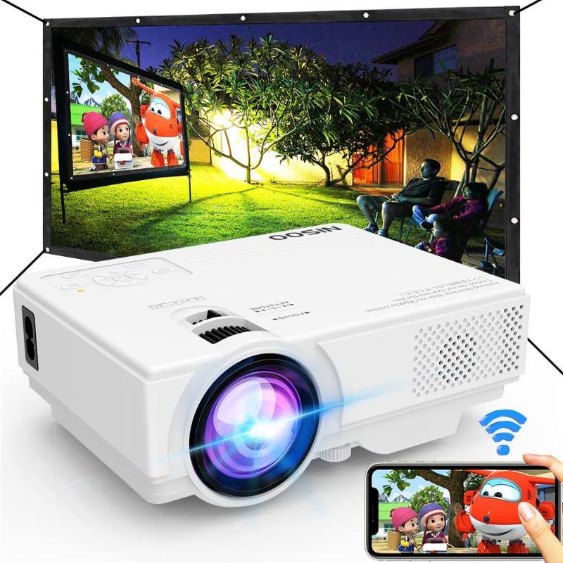 Photo 1 of Projector with WiFi, 2021 Upgrade 7500L [100" Projector Screen Included] Projector for Outdoor Movies, Supports 1080P Synchronize Smartphone Screen by WiFi/USB Cable for Home Entertainment