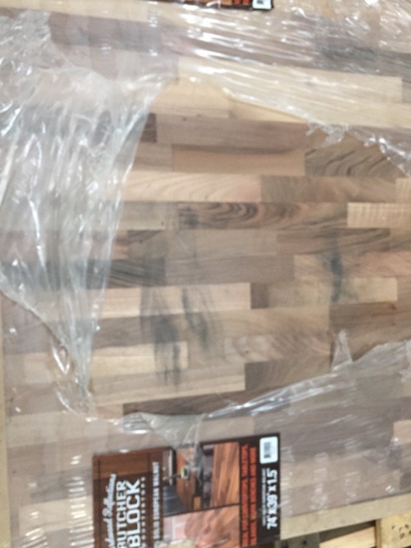 Photo 3 of ****SOLD AS WHOLE PALLET ONLY*** NO RETURNS*** NO REFUNDS
(2) HARDWOOD REFLECTIONS Unfinished European Walnut 8 Ft. L X 25 in. D X 1.5 in. T Butcher Block Countertop

