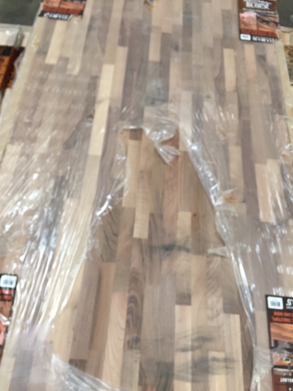 Photo 2 of ****SOLD AS WHOLE PALLET ONLY*** NO RETURNS*** NO REFUNDS
(2) HARDWOOD REFLECTIONS Unfinished European Walnut 8 Ft. L X 25 in. D X 1.5 in. T Butcher Block Countertop

