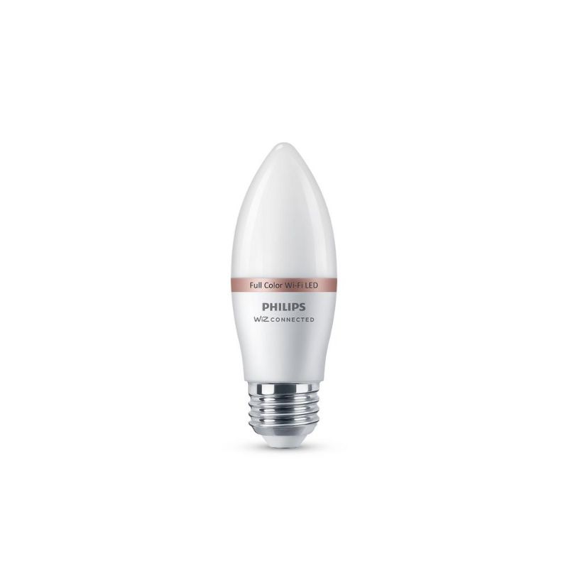 Photo 1 of 2  Philips Color and Tunable White B12 40W Equivalent Medium E26 Base Smart Wi-Fi WiZ Connected LED Light Bulb
