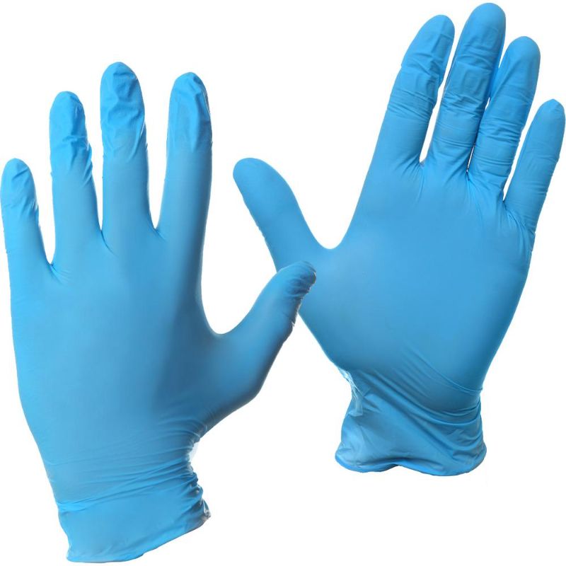 Photo 1 of Silverback Blue Medium 3.5 Mil Nitrile Disposable Work Gloves, Latex-Free (Box of 100) *** DAMAGE TO BOX***