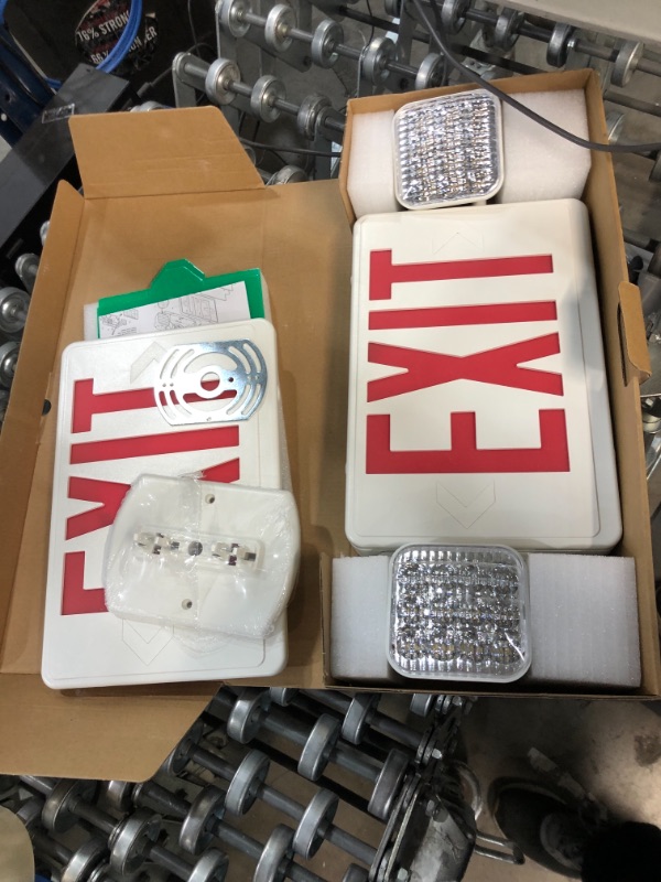 Photo 2 of Commercial Electric Combo 14-Watt Equivalent Integrated LED White Exit Sign and Emergency Light with Ni-Cad 9.6-Volt Battery
