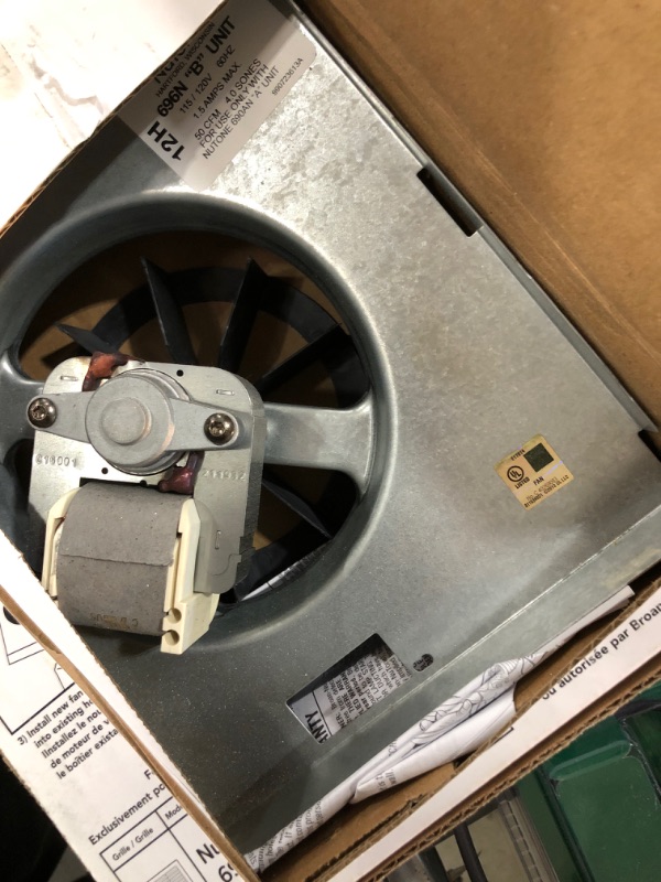 Photo 1 of Broan Nutone Replacement Motor/Wheel 50 CFM Nutone 696N A Housing (C350BN)
