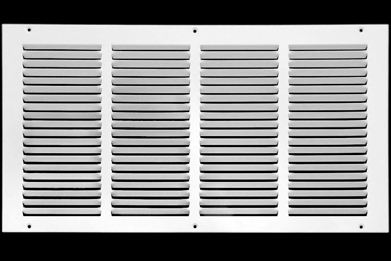 Photo 1 of 20"w X 8"h Steel Return Air Grilles - Sidewall and Ceiling - HVAC Duct Cover - White [Outer Dimensions: 21.75"w X 9.75"h]
