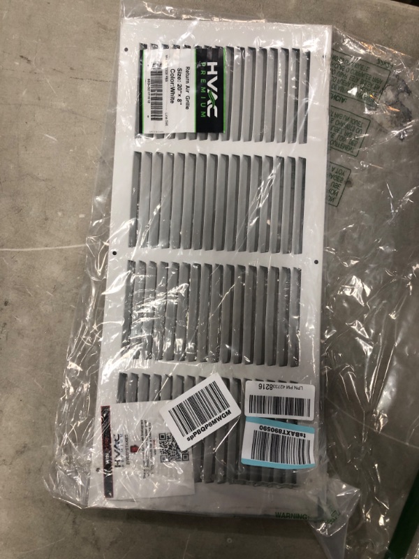 Photo 2 of 20"w X 8"h Steel Return Air Grilles - Sidewall and Ceiling - HVAC Duct Cover - White [Outer Dimensions: 21.75"w X 9.75"h]
