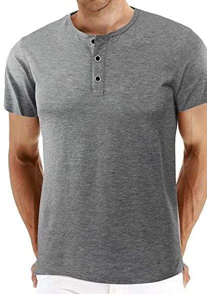 Photo 1 of BBDMY Men's Fashion Casual Front Placket Short Sleeve Henley T-Shirts Cotton Shirts