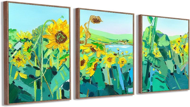 Photo 1 of 
FULL HOUSE Wall Art Framed Canvas Prints Wall Paintings - Vigorous Sunflowers - for Living Room Bedroom Home Office, 3 Panels
Size:12" x 16" x 3 Wood Frame