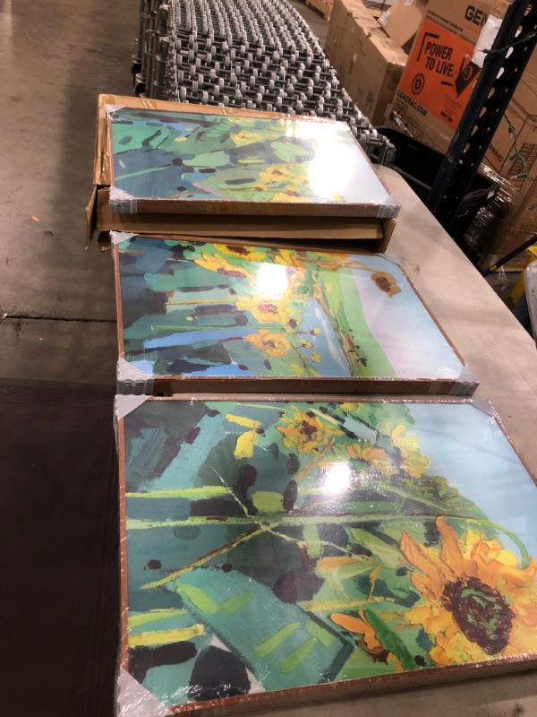 Photo 2 of 
FULL HOUSE Wall Art Framed Canvas Prints Wall Paintings - Vigorous Sunflowers - for Living Room Bedroom Home Office, 3 Panels
Size:12" x 16" x 3 Wood Frame