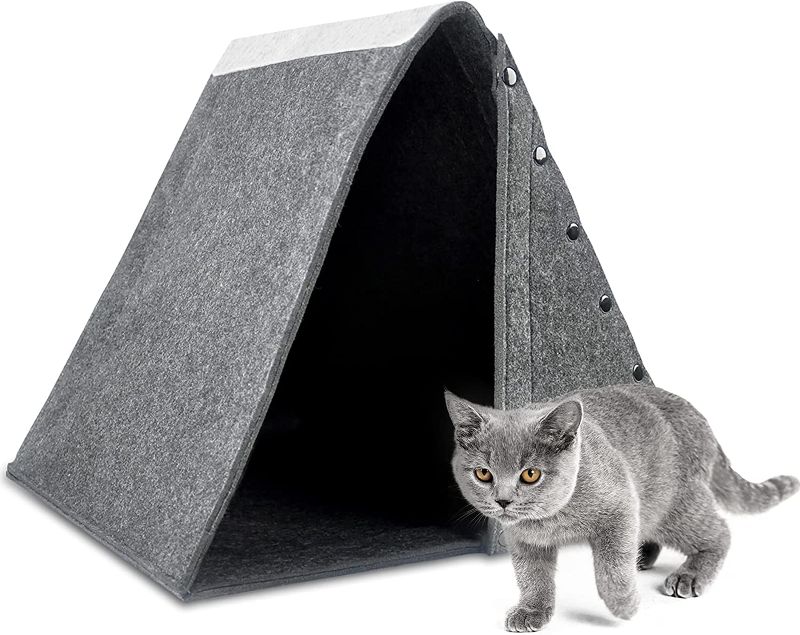 Photo 1 of 
OPPODREAM Indoor Cat House for Kitties, Felt Pet House for Indoor Cats, Cat Triangle House for Kittens and Small Pets, 13"x15.7"x13.8"