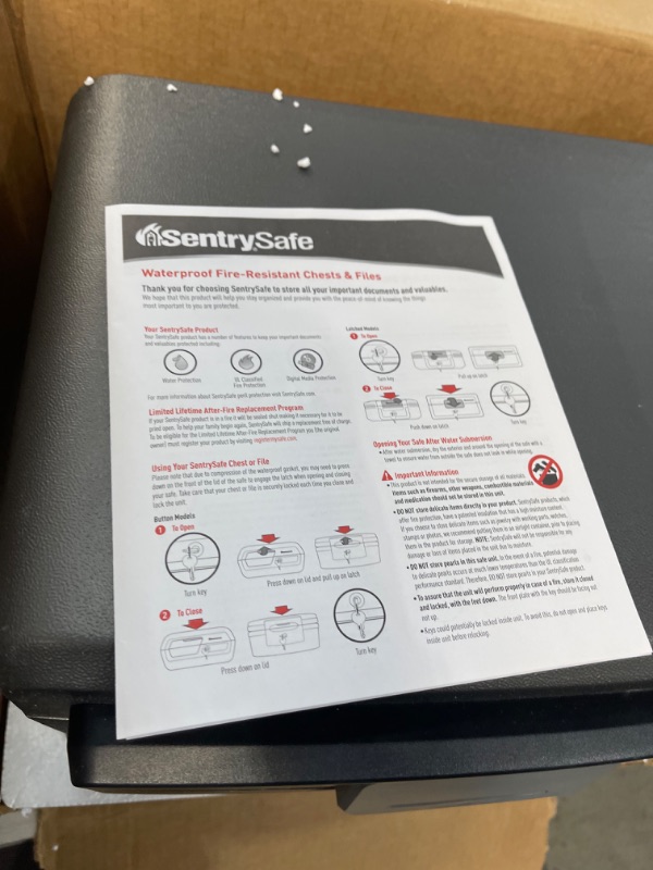 Photo 3 of SentrySafe HD4100 Fireproof Safe and Waterproof Safe with Key Lock 0.65 Cubic Feet 