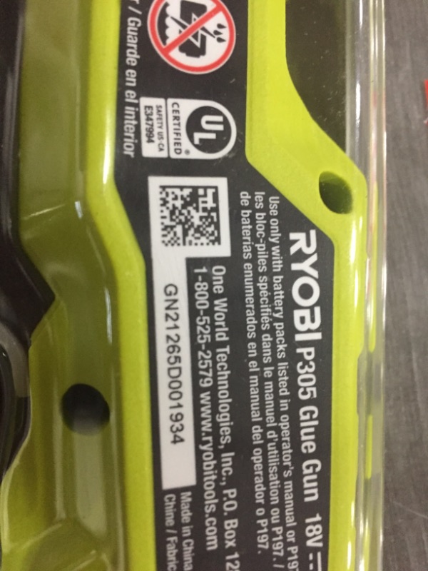 Photo 2 of RYOBI
ONE+ 18V Cordless Full Size Glue Gun (Tool-Only) with 3 General Purpose Glue Sticks