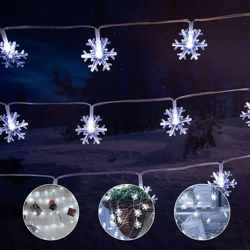 Photo 1 of Ciaell Christmas Lights Snowflake Lights - Total 33FT 100 Fairy Lights Battery Operated Waterproof for Christmas Indoor/Outdoor Decorations (Cold White 2PACK)
2 CT