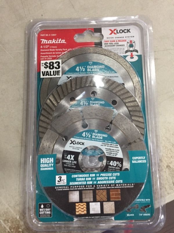 Photo 2 of Makita
X-LOCK 4-1/2 in. Diamond Blade Variety Pack for Masonry Cutting (3-Pieces)