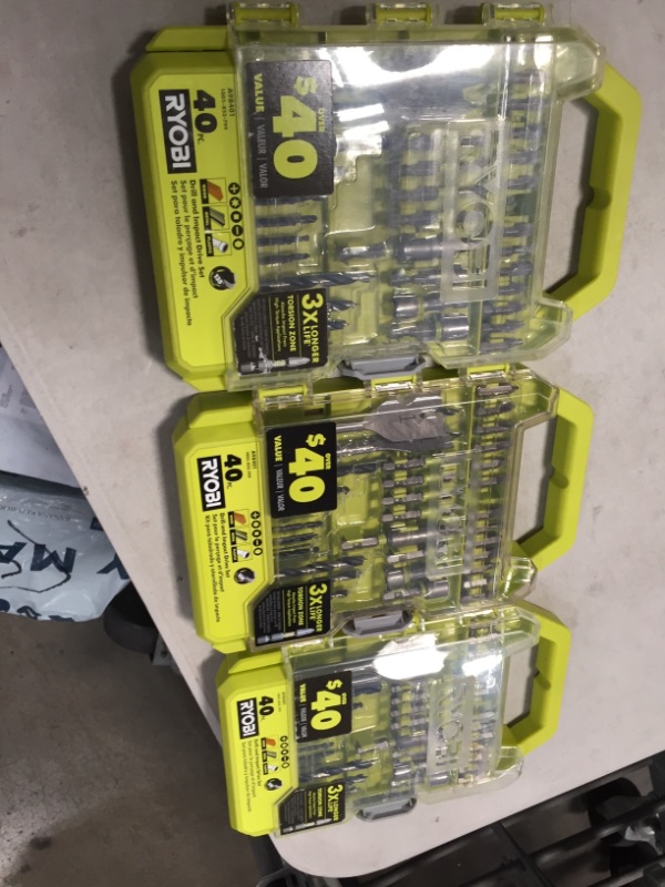 Photo 2 of RYOBI
Drill and Impact Drive Kit (40-Piece) 3-PACK