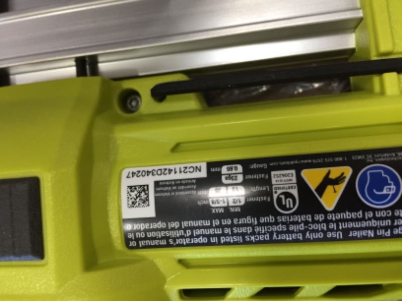 Photo 4 of RYOBI
ONE+ 18V Cordless AirStrike 23-Gauge 1-3/8 in. Headless Pin Nailer (Tool Only)
NOT FUNCTIONAL