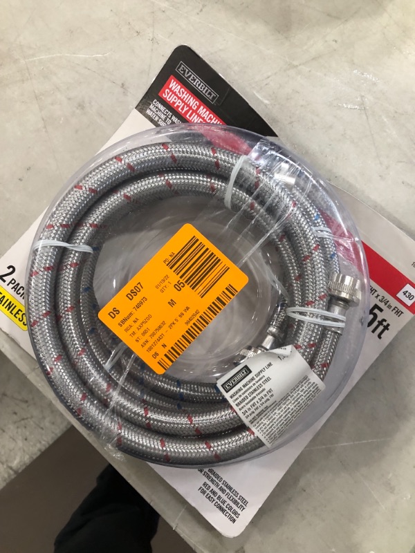 Photo 3 of Everbilt Â 3/4 in. FIP x 3/4 in. FIP x 60 in. Stainless Steel Washing Machine Hose Set