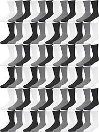 Photo 1 of 72 Pairs Crew Socks for Men Women, Bulk Cotton Sport Sock, Various Styles 9-11 BLACK AND GREY