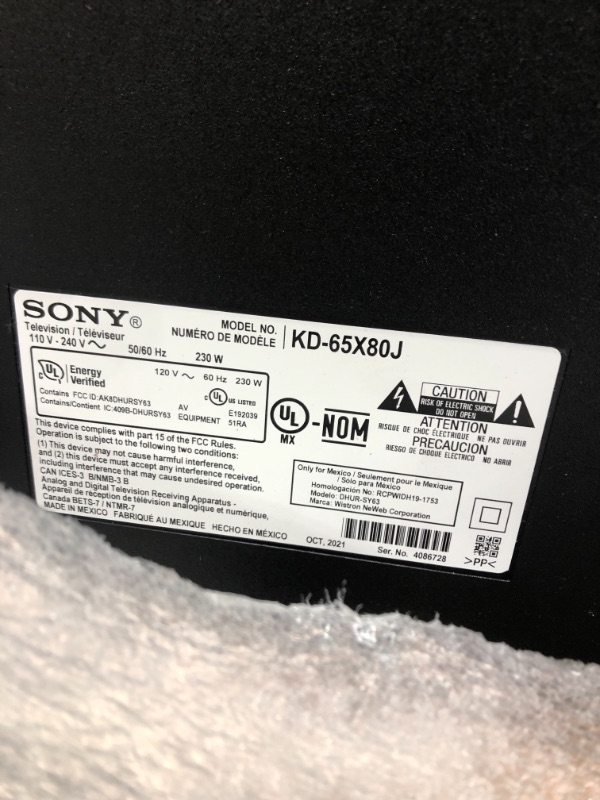 Photo 1 of Sony X80J 65 Inch TV: 4K Ultra HD LED Smart Google TV with Dolby Vision HDR and Alexa Compatibility KD65X80J- 2021 Model
