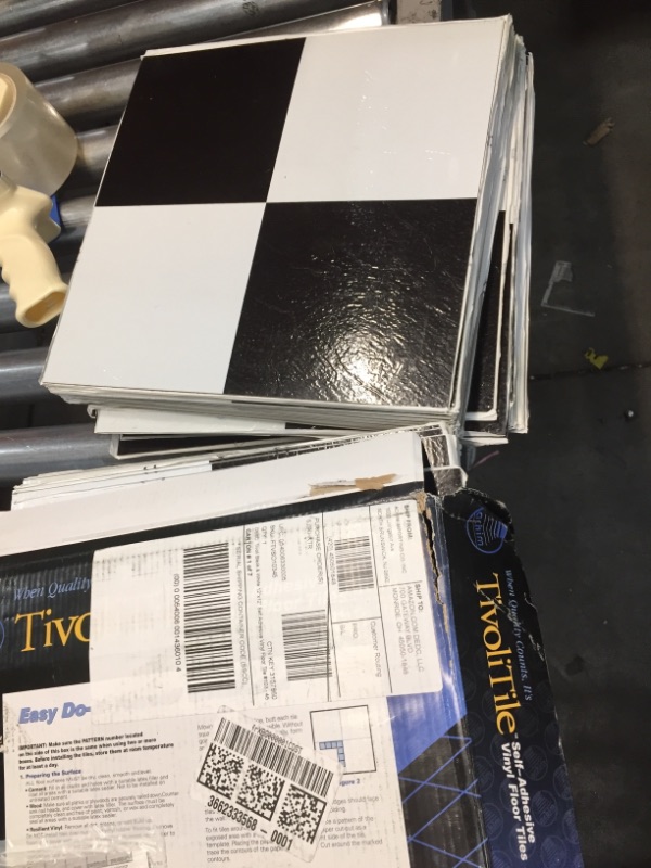 Photo 2 of 2 packs Achim Tivoli 12"x12" 1.2mm Peel & Stick Vinyl Floor Tiles 45 Tiles/45 Sq. Ft. Black & White
