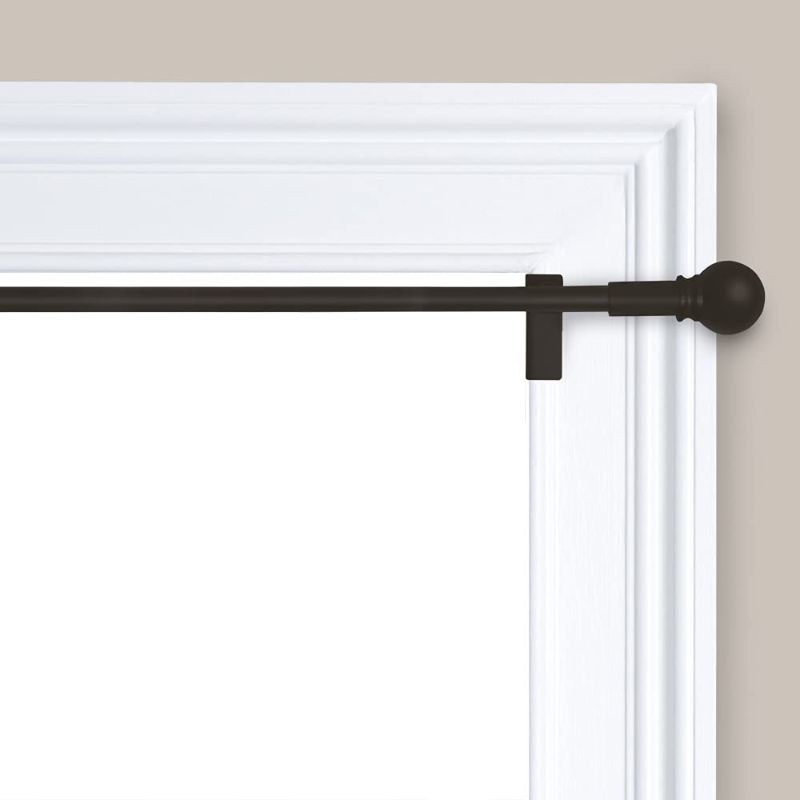 Photo 1 of MAYTEX Twist and Shout Smart Rods No Drill Tension Window Curtain Drapery Rod, Oil Rubbed Bronze, 48-84 Inch